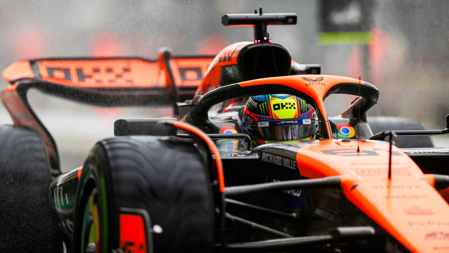 NORTHAMPTON, ENGLAND - JULY 06: Oscar Piastri of McLaren and Australia  during practice/qualifying