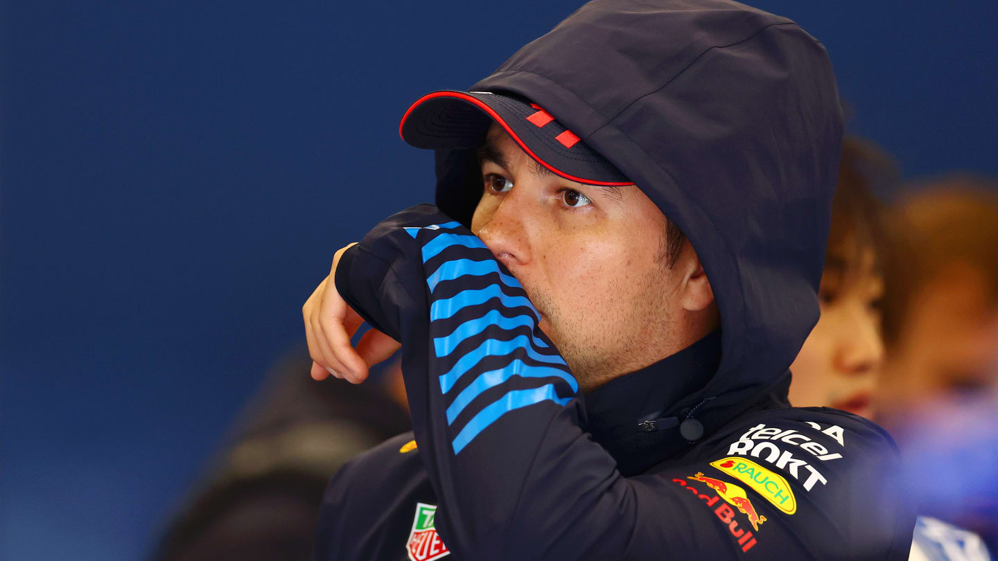 NORTHAMPTON, ENGLAND - JULY 07: Sergio Perez of Mexico and Oracle Red Bull Racing prepares to drive