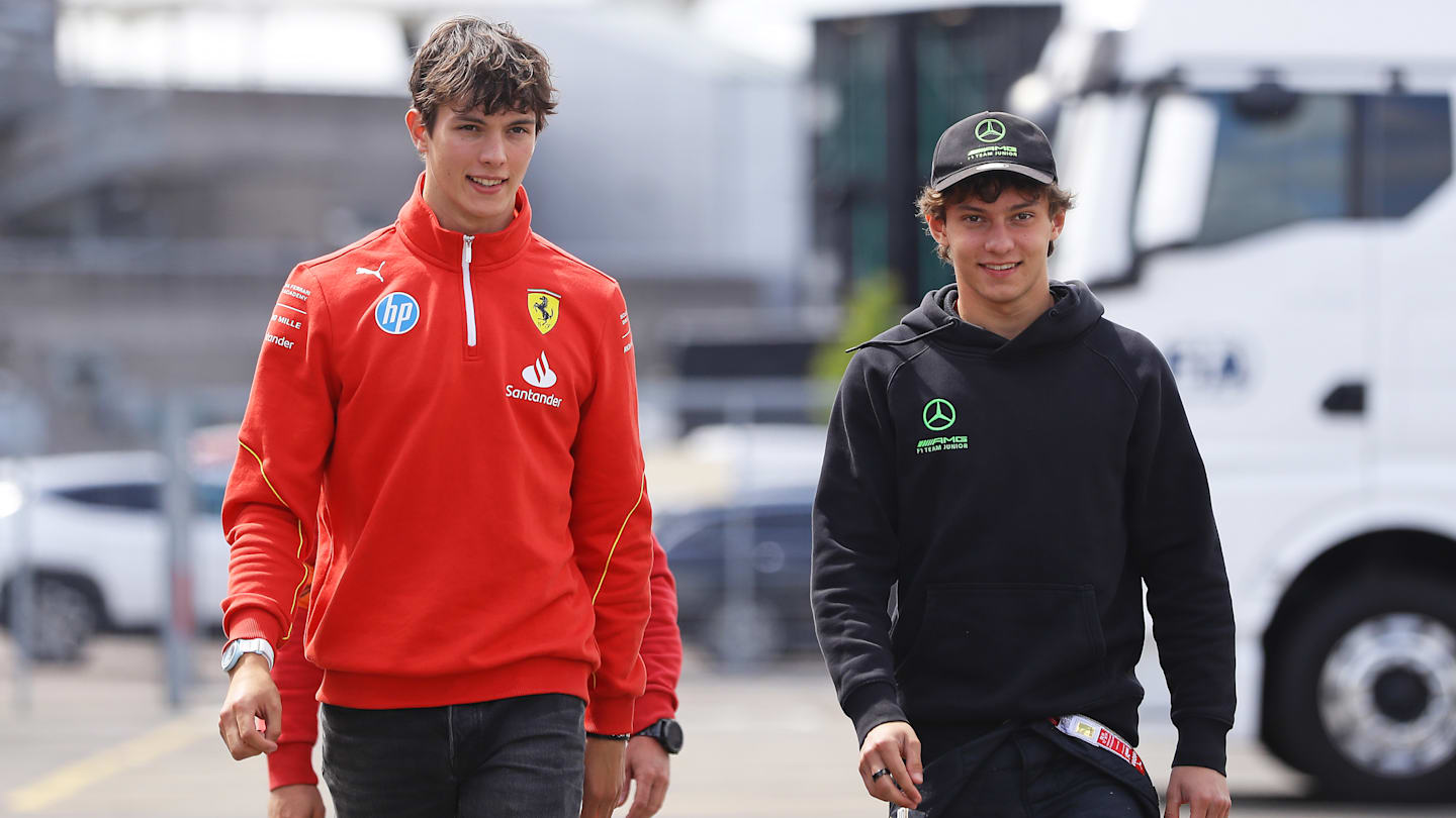 NORTHAMPTON, ENGLAND - JULY 04: Oliver Bearman of Great Britain and PREMA Racing (3) and Andrea