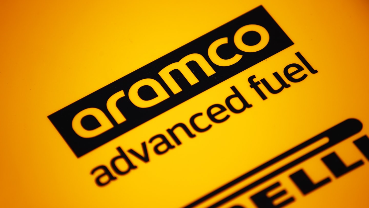 BAHRAIN, BAHRAIN - FEBRUARY 14: Aramco branding during day one of Formula 2 Testing at Bahrain