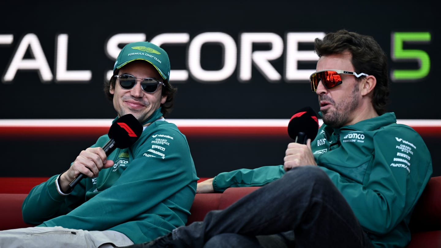 MELBOURNE, AUSTRALIA - MARCH 22: Lance Stroll of Canada and Aston Martin F1 Team and Fernando