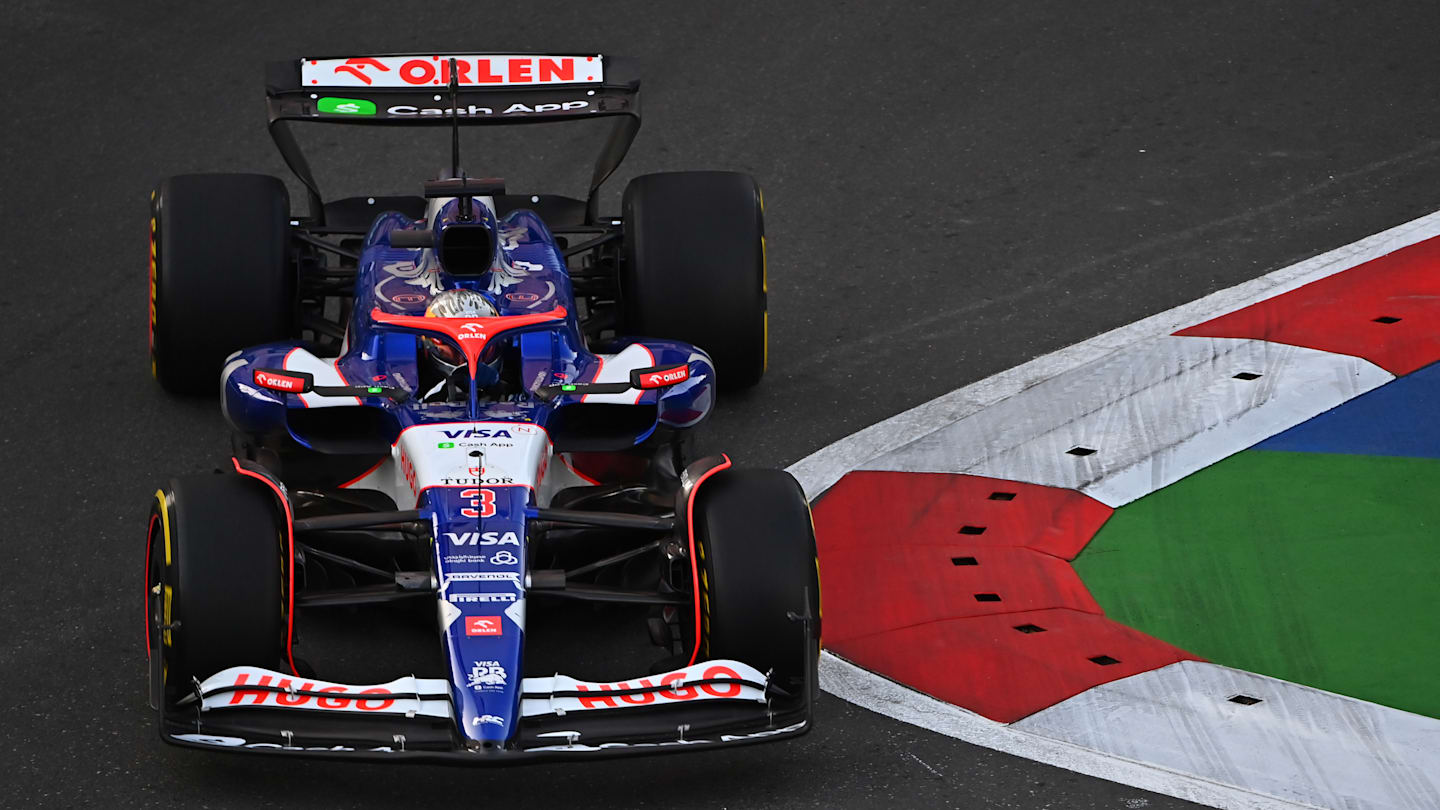 BAKU, AZERBAIJAN - SEPTEMBER 13: Daniel Ricciardo of Australia driving the (3) Visa Cash App RB