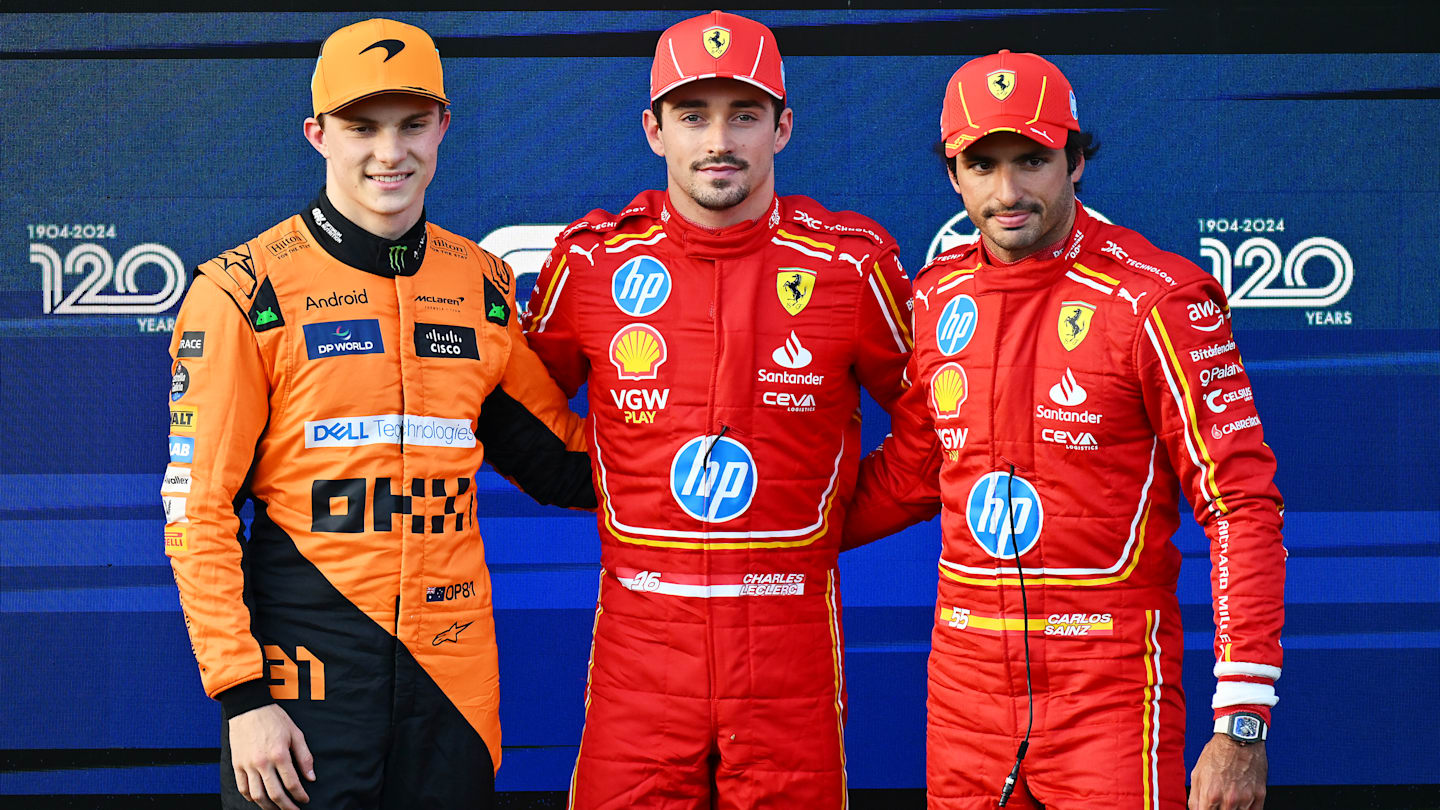 BAKU, AZERBAIJAN - SEPTEMBER 14: Pole position qualifier Charles Leclerc of Monaco and Ferrari,