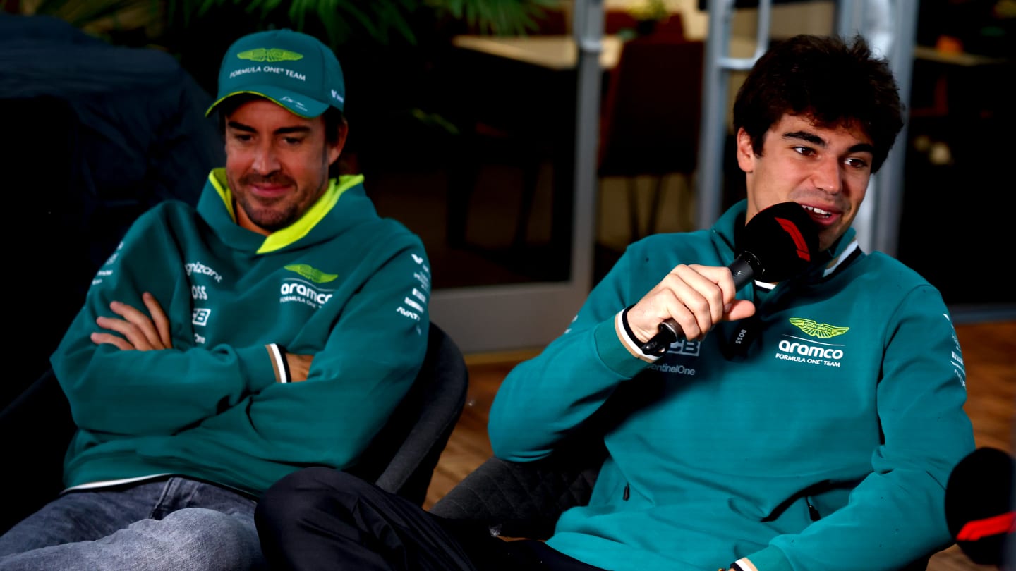 MONTREAL, QUEBEC - JUNE 07: Lance Stroll of Canada and Aston Martin F1 Team and Fernando Alonso of