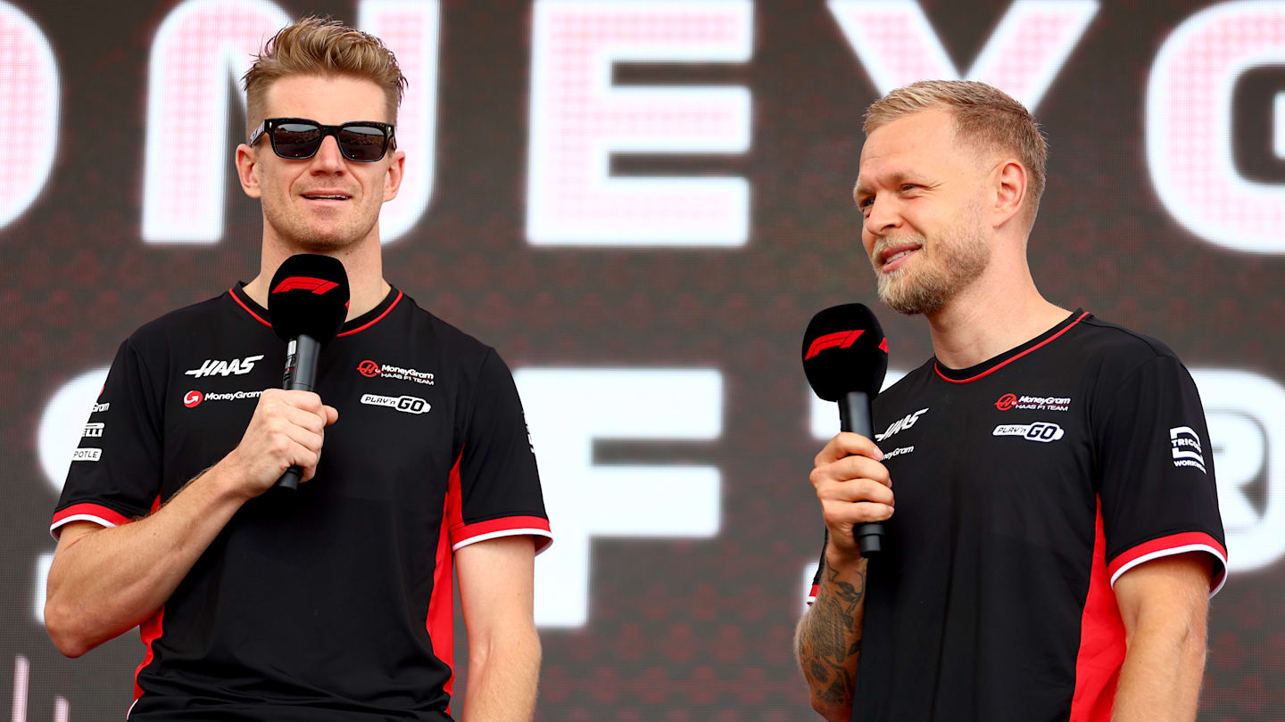 BUDAPEST, HUNGARY - JULY 20: Nico Hulkenberg of Germany and Haas F1 and Kevin Magnussen of Denmark