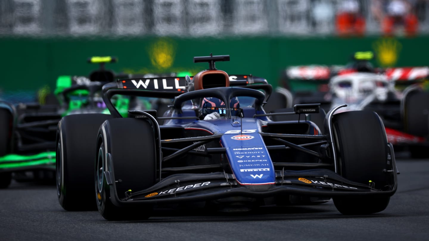 MIAMI, FLORIDA - MAY 05: Alexander Albon of Thailand driving the (23) Williams FW46 Mercedes leads