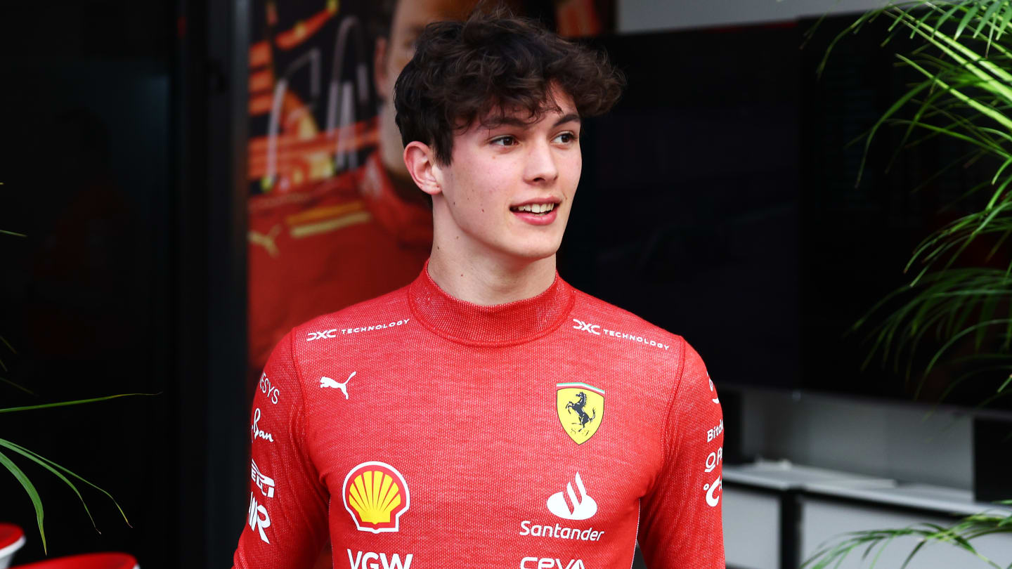 JEDDAH, SAUDI ARABIA - MARCH 08: Oliver Bearman of Great Britain and Ferrari walks in the Paddock.