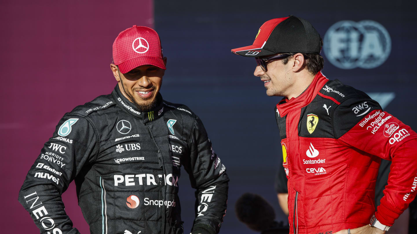 Lewis Hamilton of United Kingdom, Mercedes - AMG PETRONAS, portrait Charles Leclerc of Monaco,