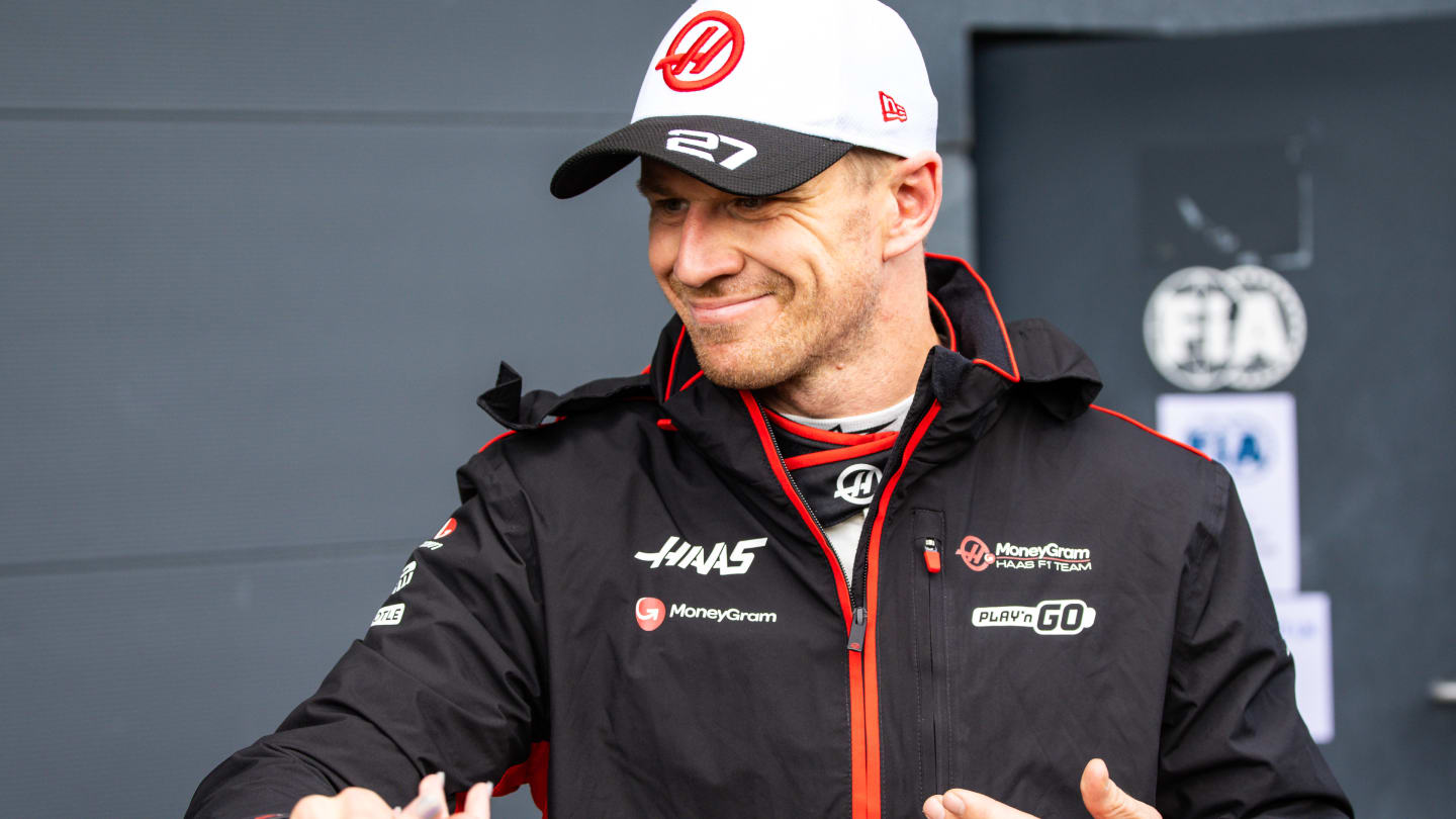 NORTHAMPTON, ENGLAND - JULY 6: Nico Hulkenberg of Germany and Haas F1 team leaving the FIA garage