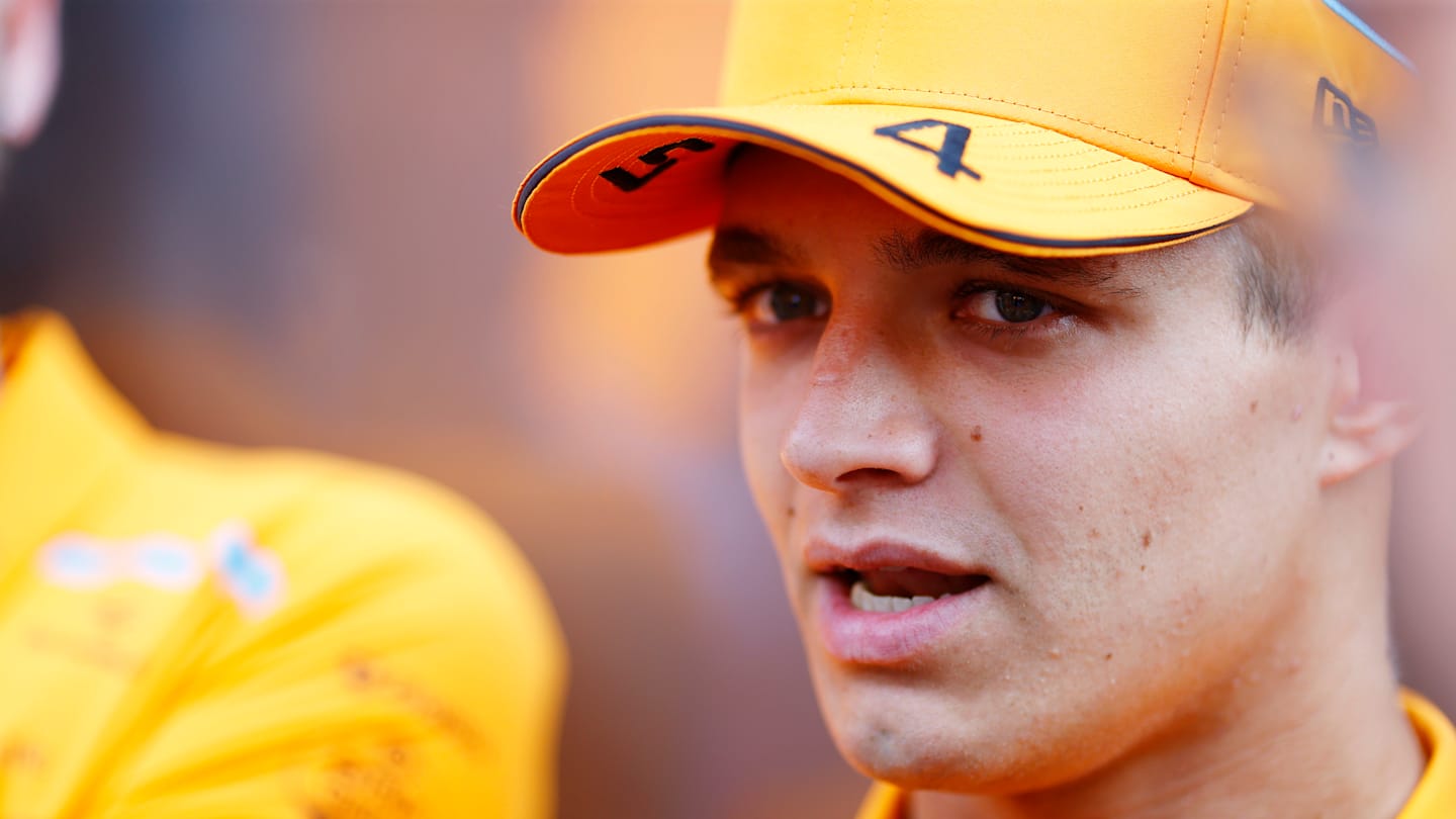 HUNGARORING, HUNGARY - JULY 18: Lando Norris, McLaren F1 Team, speaks to the media during the