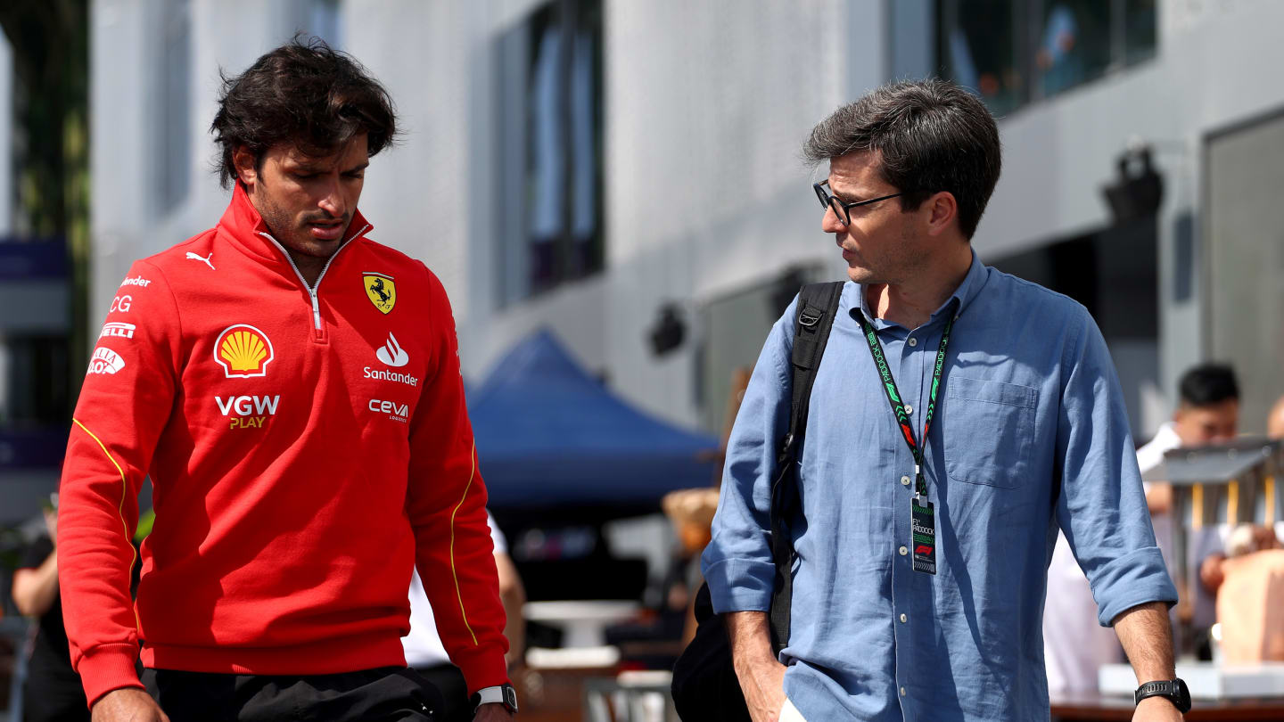 JEDDAH, SAUDI ARABIA - MARCH 06: Carlos Sainz of Spain and Ferrari and Carlos Oñoro Sainz, Manager