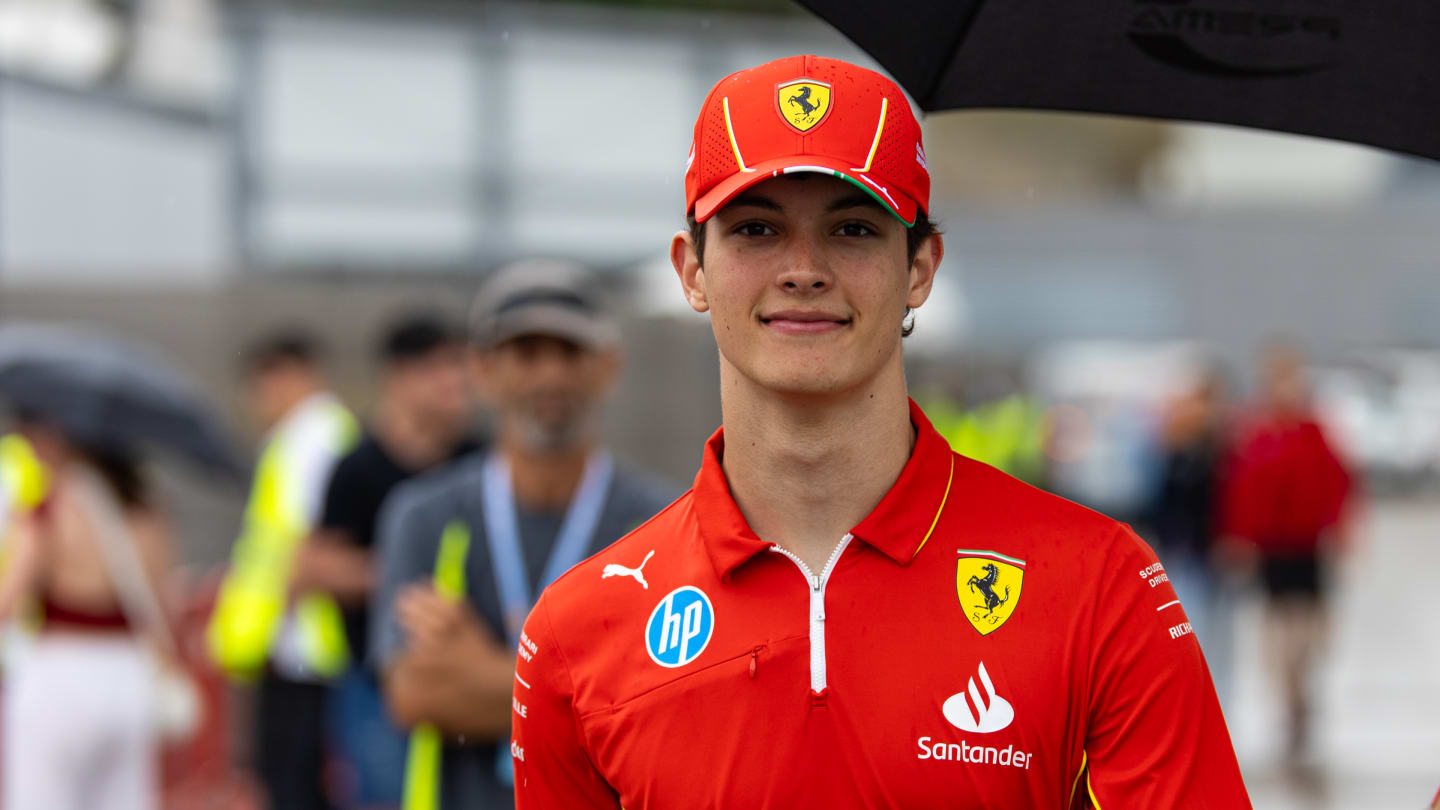 BARCELONA, SPAIN - JUNE 20: Oliver Bearman of Great Britain and Ferrari arrives in the paddock