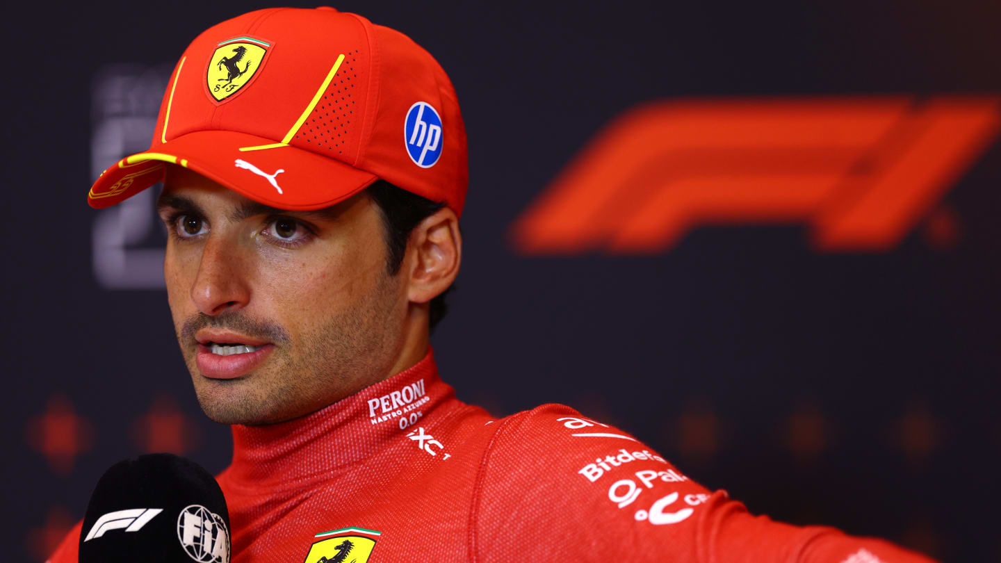 SPIELBERG, AUSTRIA - JUNE 30: Third placed Carlos Sainz of Spain and Ferrari attends the press