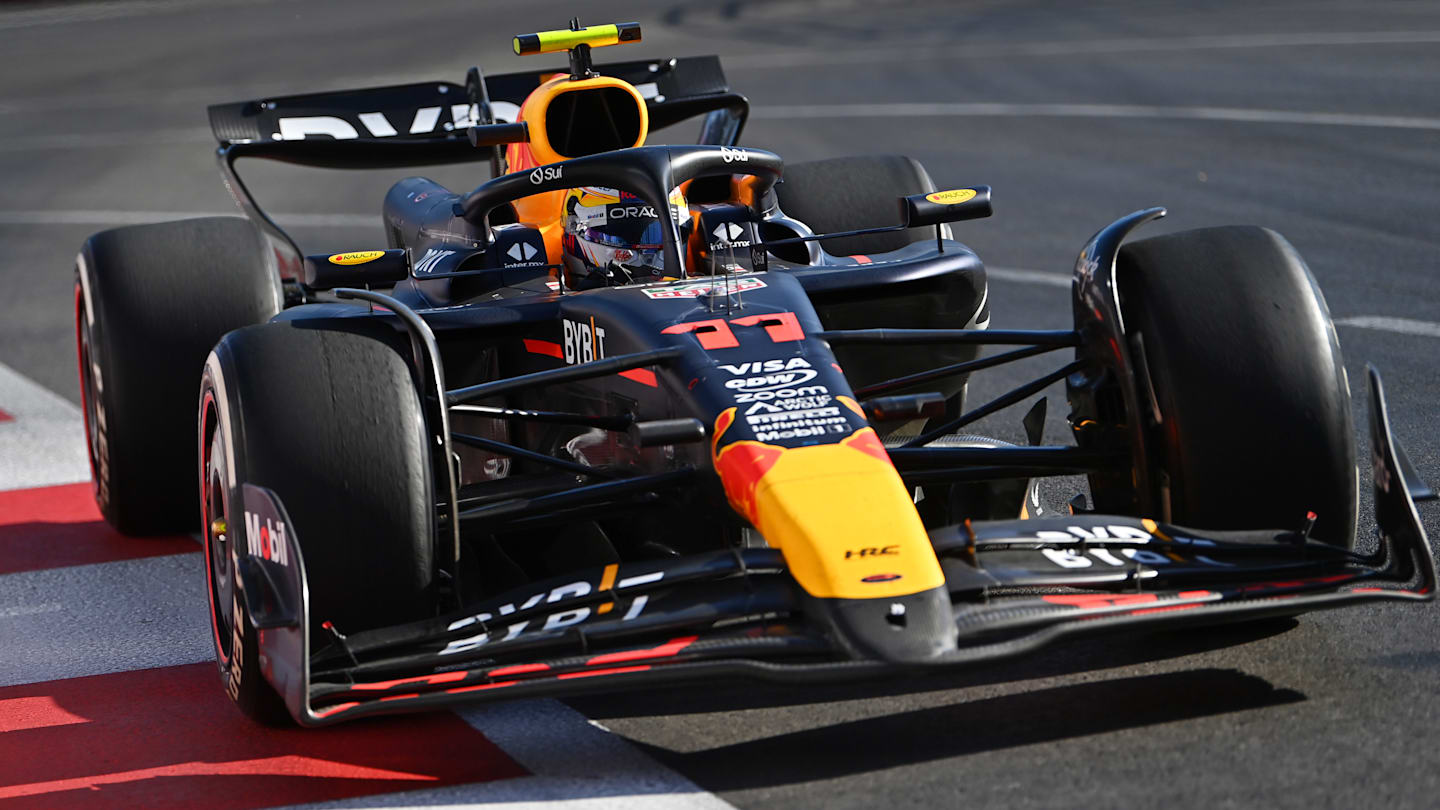 BAKU, AZERBAIJAN - SEPTEMBER 15: Sergio Perez of Mexico driving the (11) Oracle Red Bull Racing