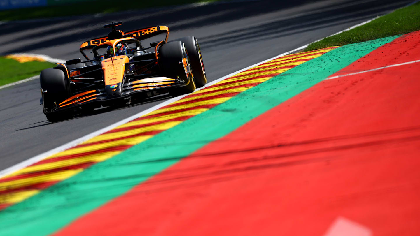 SPA, BELGIUM - JULY 28: Oscar Piastri of Australia driving the (81) McLaren MCL38 Mercedes on track