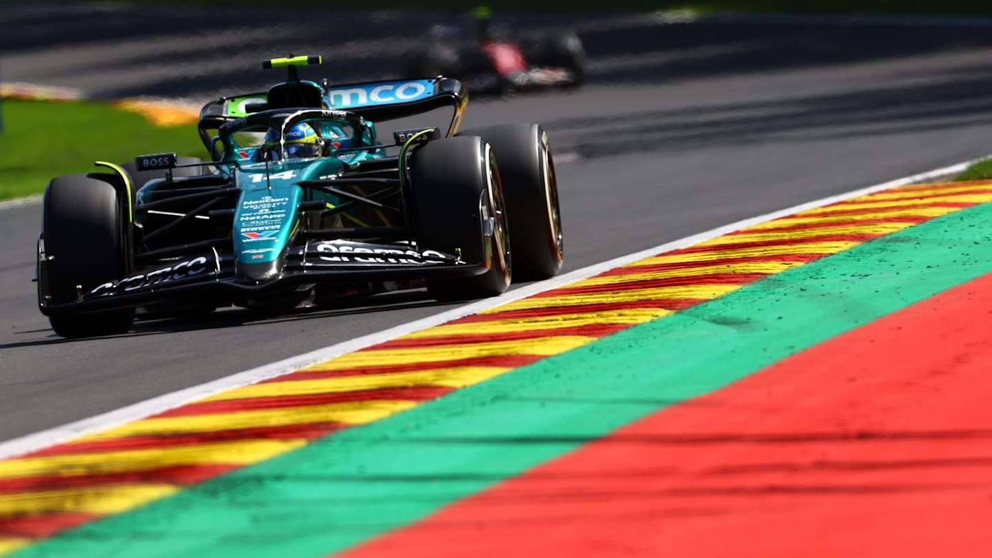 SPA, BELGIUM - JULY 28: Fernando Alonso of Spain driving the (14) Aston Martin AMR24 Mercedes on