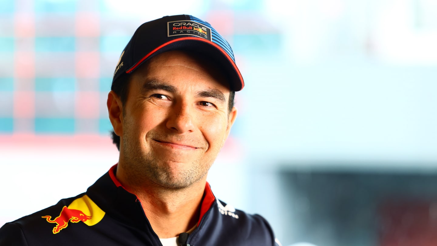 IMOLA, ITALY - MAY 16: Sergio Perez of Mexico and Oracle Red Bull Racing looks on in the garage