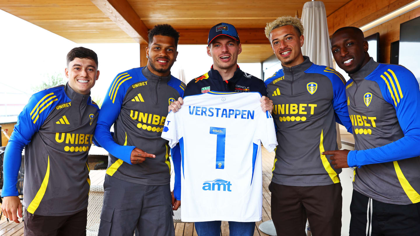 Leeds United players Dan James, Georginio Rutter, Ethan Ampadu and Glen Kamara met with Max Verstappen ahead of the race