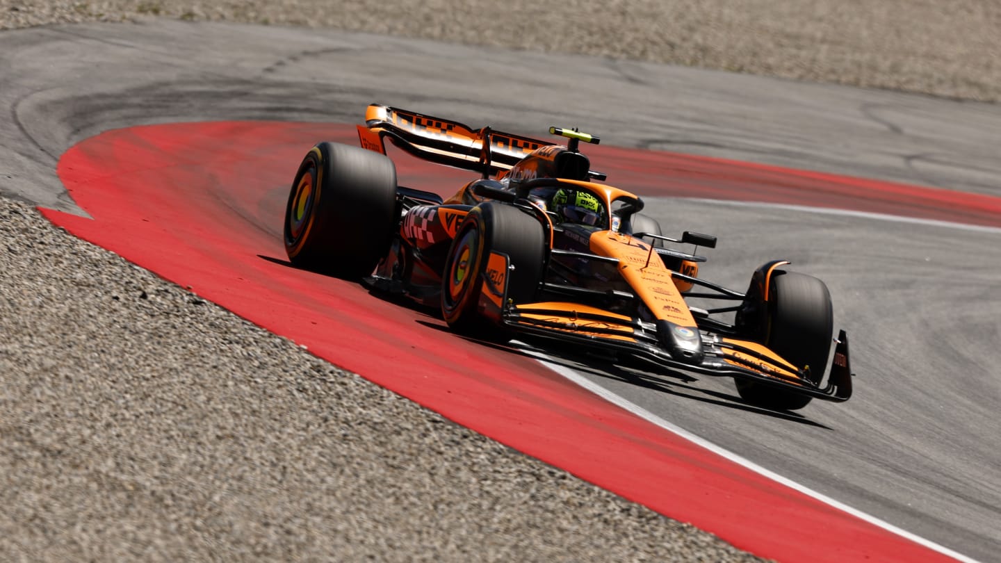 BARCELONA, SPAIN - JUNE 22: Lando Norris of Great Britain driving the (4) McLaren MCL38 Mercedes on