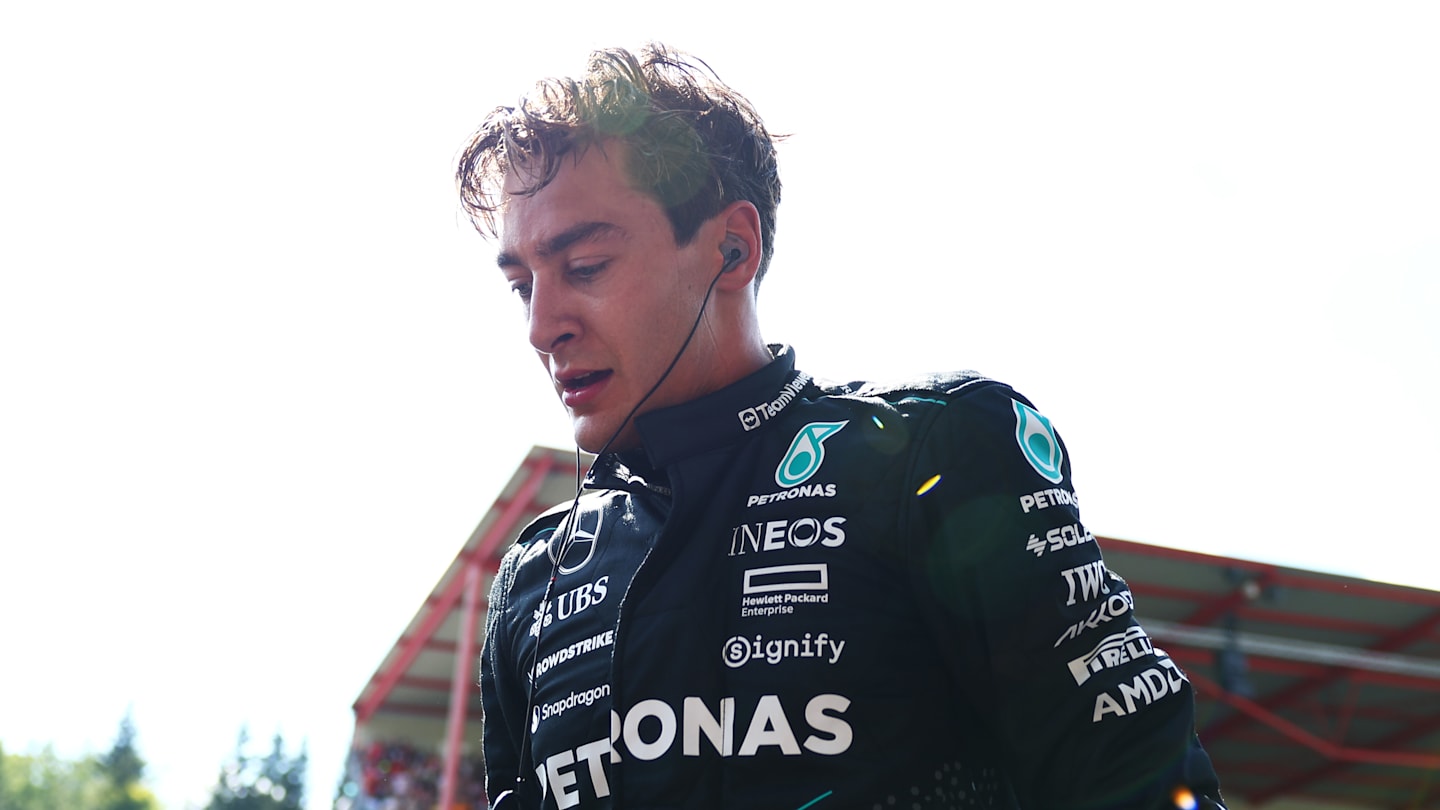 SPA, BELGIUM - JULY 28: George Russell of Great Britain driving the (63) Mercedes AMG Petronas F1