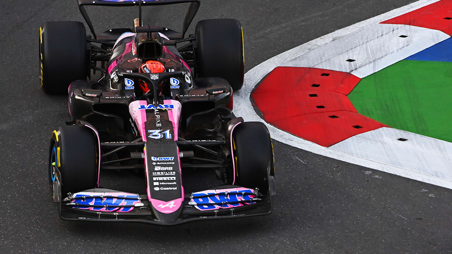 BAKU, AZERBAIJAN - SEPTEMBER 13: Esteban Ocon of France driving the (31) Alpine F1 A524 Renault on track during practice ahead of the F1 Grand Prix of Azerbaijan at Baku City Circuit on September 13, 2024 in Baku, Azerbaijan. (Photo by James Sutton/Getty Images)