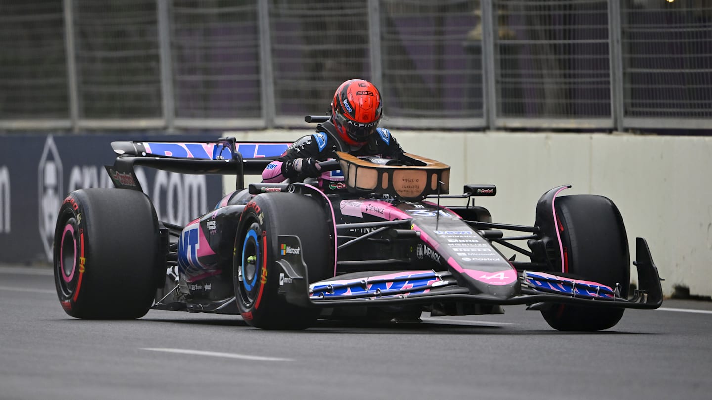 BAKU, AZERBAIJAN - SEPTEMBER 14: Esteban Ocon of France and Alpine F1 climbs from his car after