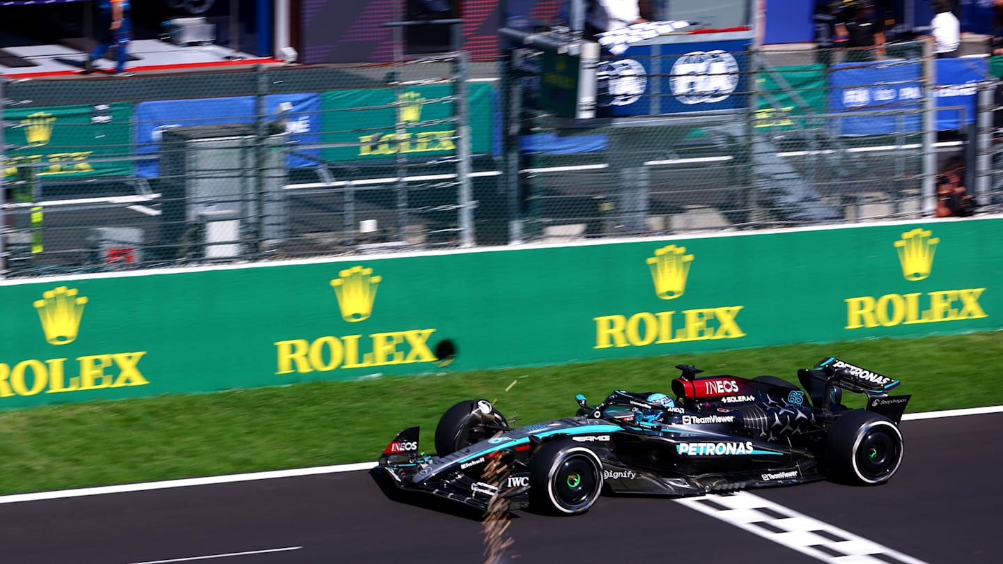 SPA, BELGIUM - JULY 28: Race winner George Russell of Great Britain driving the (63) Mercedes AMG