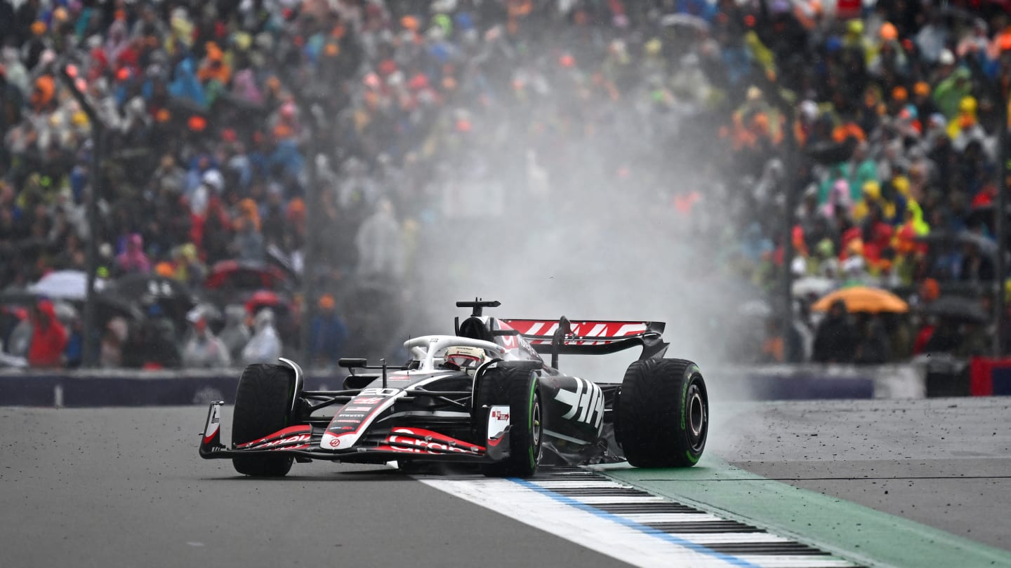 NORTHAMPTON, ENGLAND - JULY 07: Kevin Magnussen of Denmark driving the (20) Haas F1 VF-24 Ferrari