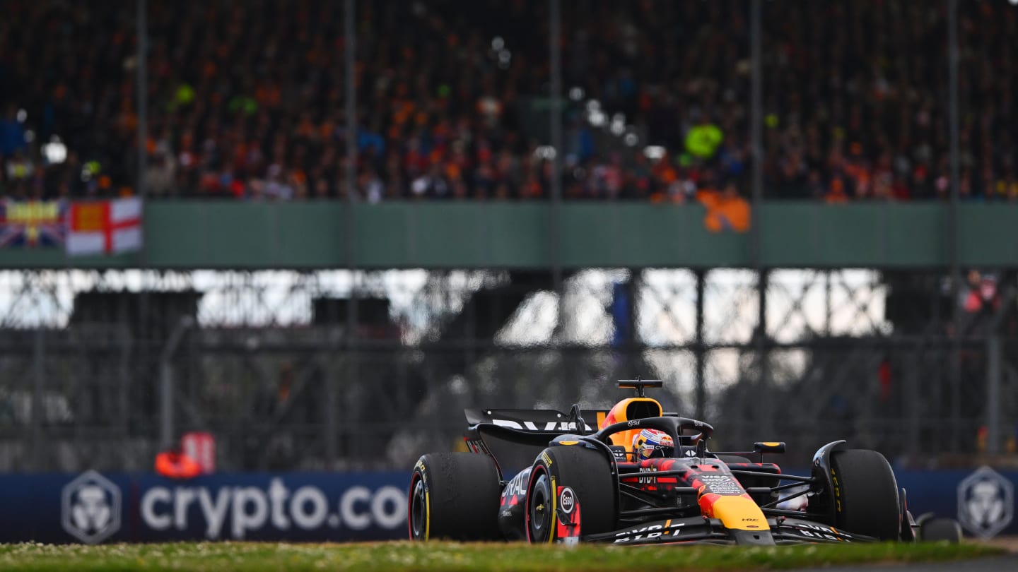 NORTHAMPTON, ENGLAND - JULY 07: Max Verstappen of the Netherlands driving the (1) Oracle Red Bull