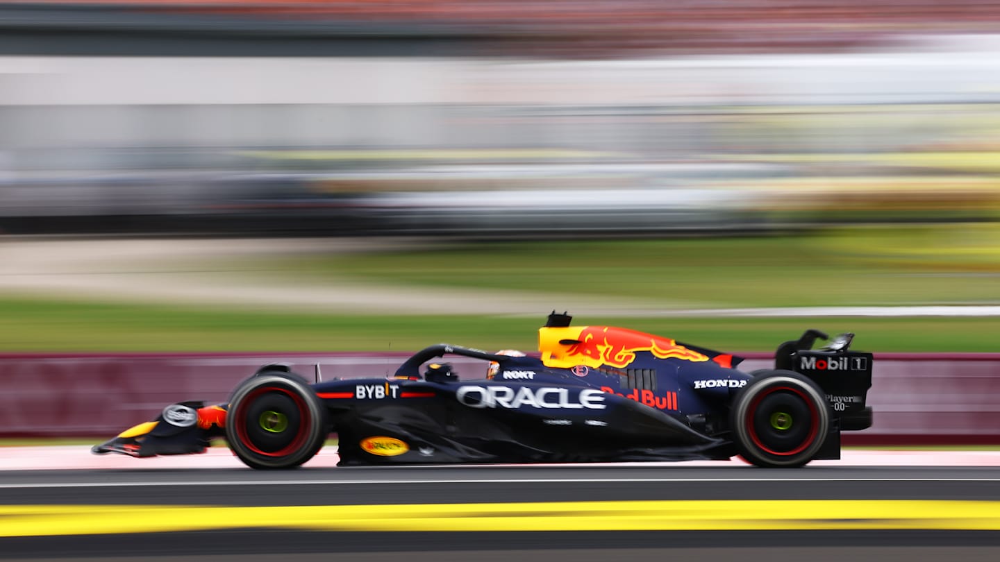 BUDAPEST, HUNGARY - JULY 19: Cars leaving the pit lane during practice ahead of the F1 Grand Prix