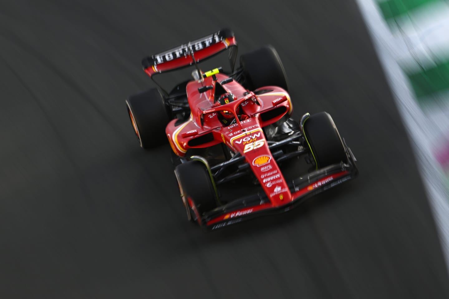 Carlos Sainz of Spain driving the Ferrari SF-24 on track