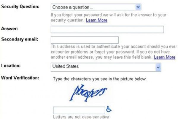 Gmail CAPTCHA