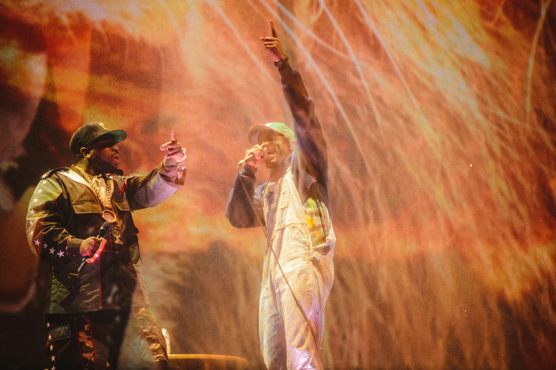 Big Boi (left) and Andre 3000 of OutKast on stage at Coachella, for the first show of a reunion tour scheduled to run through the summer.