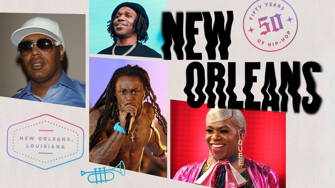 Master P, Curren$y, Lil Wayne and Big Freedia. Collage by Jackie Lay / NPR.