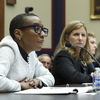 Claudine Gay (from left), president of Harvard University, Liz Magill, president of University of Pennsylvania, Pamela Nadell, professor of history and Jewish studies at American University, and Sally Kornbluth, president of Massachusetts Institute of Technology, testify before the House Education and Workforce Committee on Tuesday.