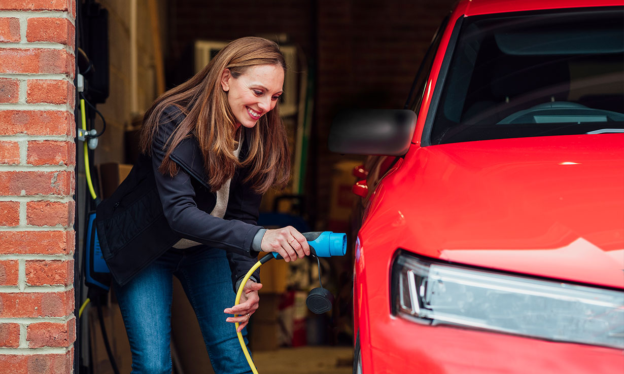 Electric car being charged