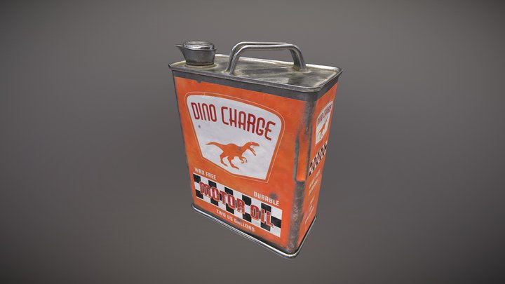 Old retro motor oil tin can 3D Model