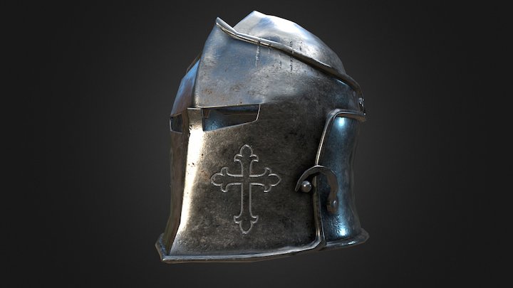 Simple Steel Helmet (Game Model) 3D Model