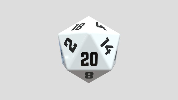 Dice d20 low-poly PBR 3D Model