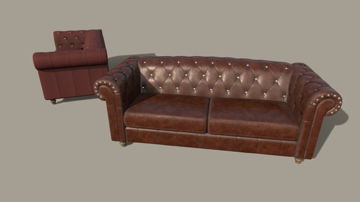 Lowpoly couch - 2 variants 3D Model