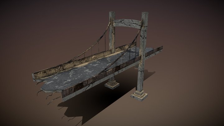 Post- Apo Broken Bridge 3D Model