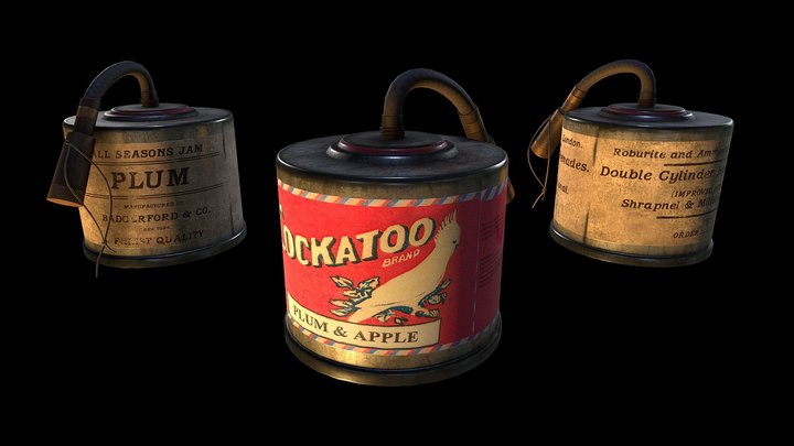 British Hand Grenade WW1 Jam tin 3D Model