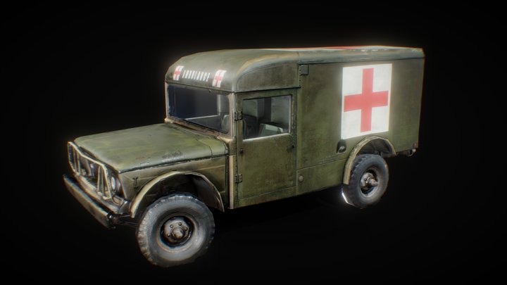 Retextured M725 Military Ambulance 3D Model