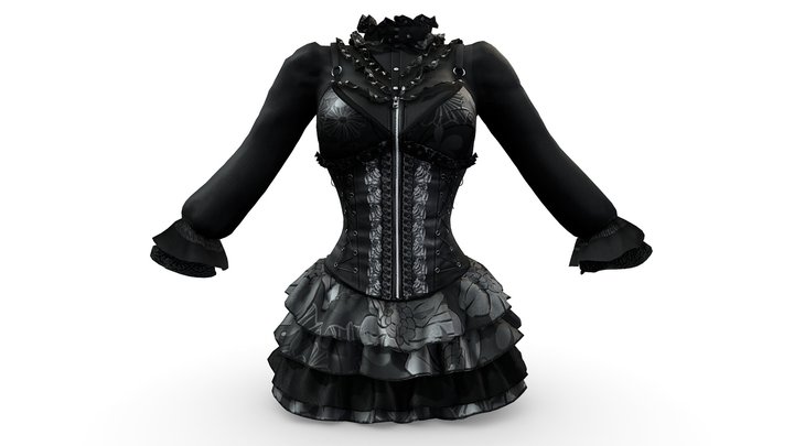 Pirate Corset Mini Dress 3D Model