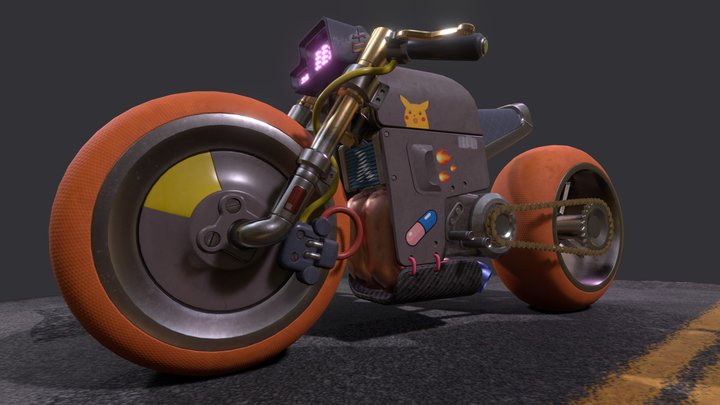 🏍️ Cyberpunk Bike 🚦 3D Model