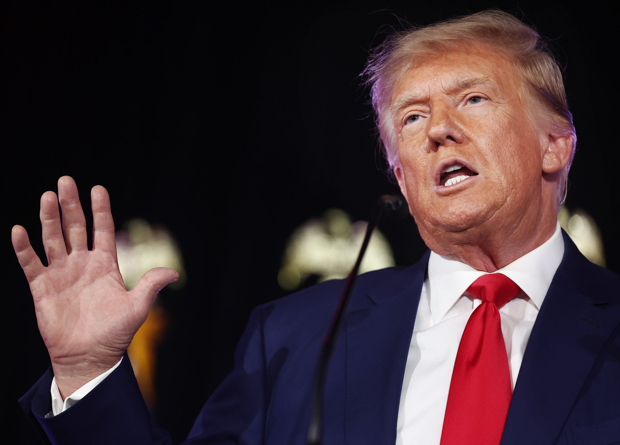 LAS VEGAS NEVADA  JULY 08 Former U.S. President and Republican presidential candidate Donald Trump delivers remarks at a...