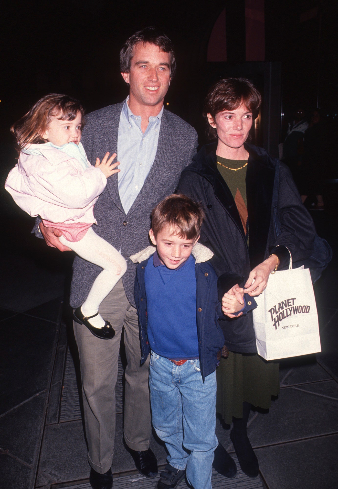 Kennedy and Emily Ruth Black with their children Kathleen Alexandra and RFK III at the 1991 premiere of The Addams Family.