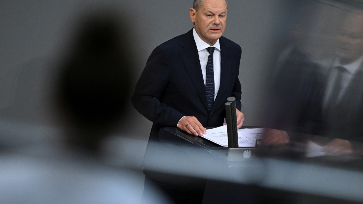 Bundeskanzler Olaf Scholz am 6. Juni im Bundestag