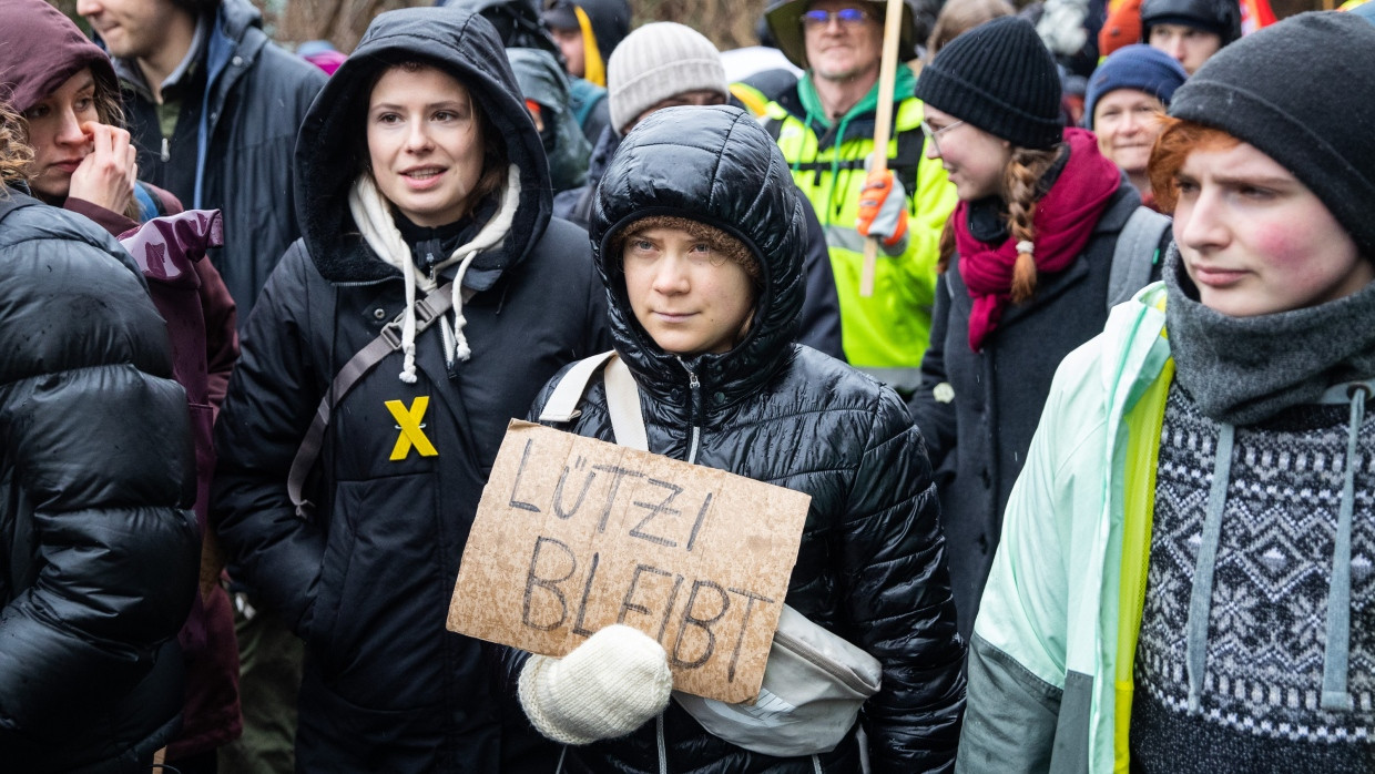 Greta Thunberg am 14. Januar in Erkelenz während der Demonstration gegen die Räumung von Lützerath