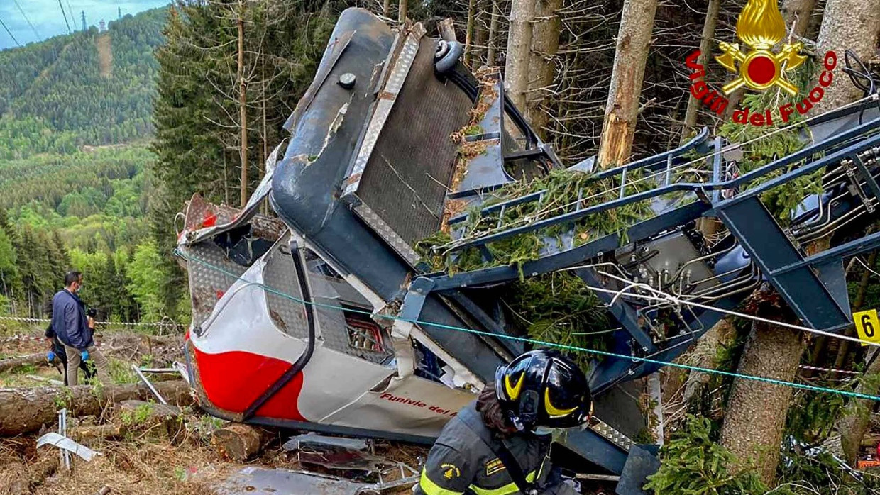 Die Gondel Nummer 3 war am 23. Mai mit 15 Personen besetzt, als wenige Meter vor der Bergstation am Monte Mottarrone das Zugseil riss.